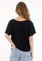 Tennis Camiseta Negra Con Escote Drapeado Para Mujer de Tennis