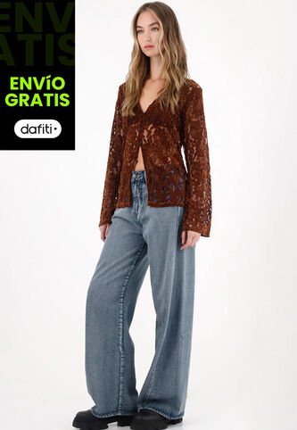 Tennis Jean Wide Leg Tono Medio Para Mujer Tennis