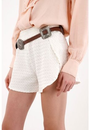 Tennis Short Con Pretina Elástica Y Silueta Sport Crudo Para Mujer