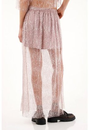 Tennis Falda Larga Con Transparencia Y Bordados Para Mujer