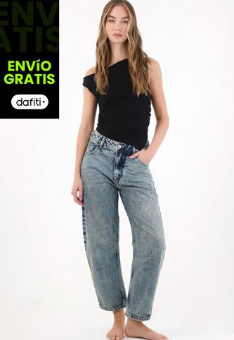 Tennis Jean Slouchy Tono Medio Azul Para Mujer Tennis