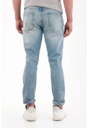 Tennis Jean Skinny Con Desgastes Azul Medio Para Hombre