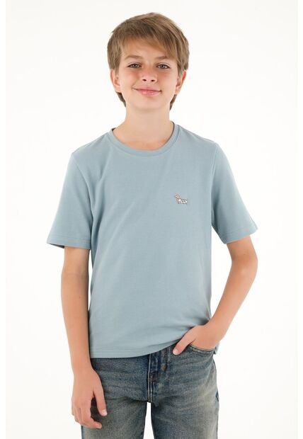 Camiseta Básica Gris Con Estampado Divertido Para Niño