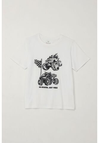 Camiseta Básica Con Estampado Blanca Para Niño Tennis