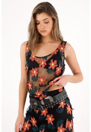 Tennis Camisa Manga Sisa Con Apliques De Flores 3D Para Mujer