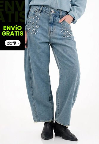 Tennis Jean Horseshoe Con Apliques Brillantes Para Mujer Tennis