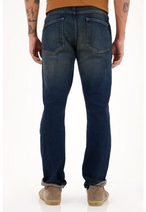 Tennis Jean Nudy Azul Tiro Medio Con Bigotes 3D Para Hombre