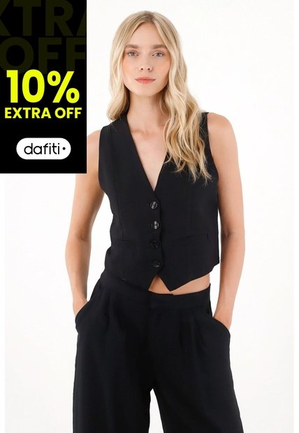 Tennis Chaleco En Tela Liviana Negro Para Mujer