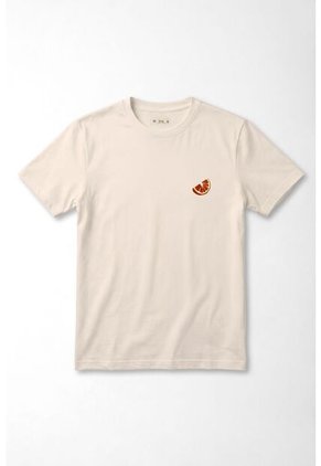 Tennis Camiseta Regular Con Mini Gráfico Cítrico En Algodón Crema Para Mujer