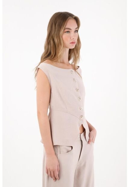 Tennis Chaleco Con Escote Bandeja Crudo Para Mujer