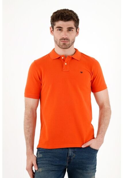 Tennis Polo Naranja Con Raqueta Multicolor Para Hombre