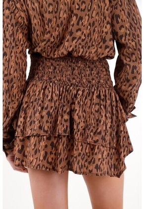 Tennis Falda Corta Con Estampado De Animal Print Multicolor Para Mujer