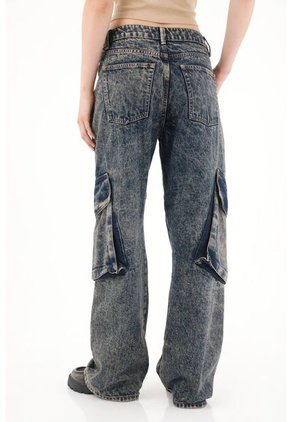 Tennis Jean Wide Leg Tiro Bajo Cargo Para Mujer