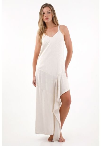 Tennis Vestido Largo Asimétrico De Animal Print Gris Para Mujer