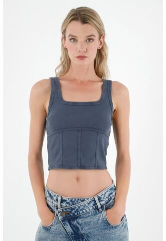 Camiseta Manga Sisa Gris Para Mujer Tennis