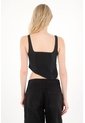 Tennis Camisa Tipo Crop Negra Para Mujer de Tennis