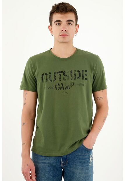 Camiseta Verde Manga Corta Para Hombre