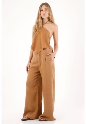 Tennis Camisa Con Escote Halter Café Para Mujer