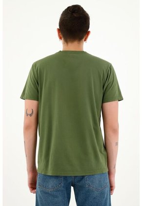 Camiseta Verde Manga Corta Para Hombre