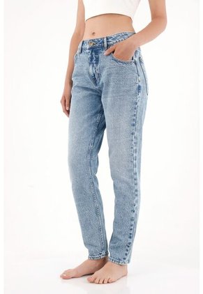 Tennis Jean Mom De Tiro Alto Tono Medio Para Mujer