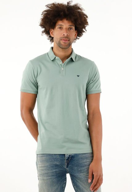 Polo Con Raqueta Bordada Verde Para Hombre
