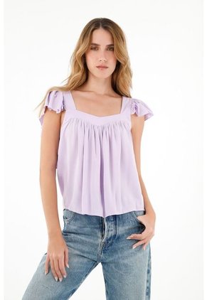 Tennis Camisa Morada De Escote Recto En Chalis Para Mujer