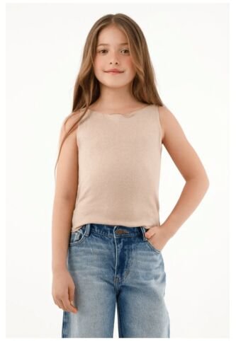 Camiseta Crudo Manga Sisa Para Niña Tennis