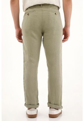 Tennis Pantalón Chino En 100% Lino Verde Para Hombre