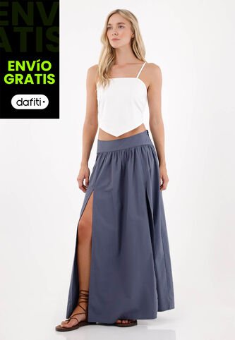 Tennis Falda Larga Con Aberturas En Frente Gris Para Mujer Tennis