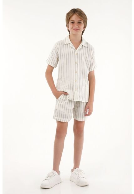 Bermuda Verde Con Diseño A Rayas Para Niño