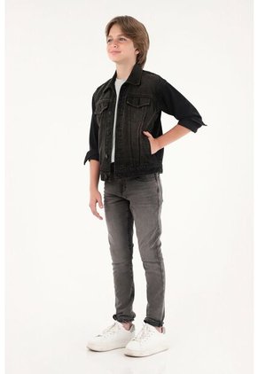 Chaqueta Trucker Negra Para Niño