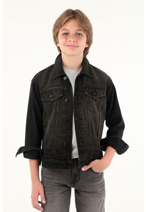 Chaqueta Trucker Negra Para Niño