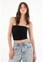 Tennis Crop Strapless En Encaje Negro Para Mujer de Tennis