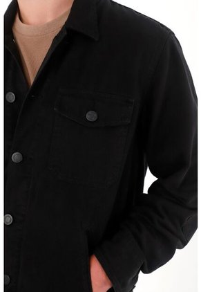 Tennis Chaqueta En Denim Con Costuras Decorativas Negra Para Hombre