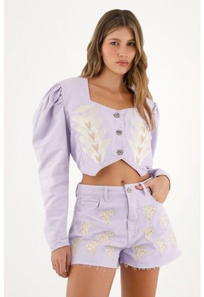 Short Morado Con Ruedo Al Corte Para Mujer