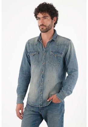 Tennis Camisa Para Hombre De Algodón índigo Fit Relajado Lavado Vintage