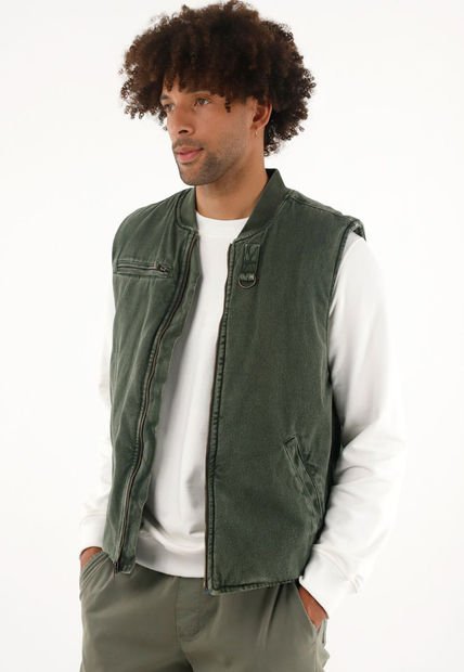 Chaleco Verde Con Teñido Overdye Para Hombre