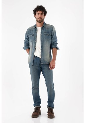 Tennis Camisa Para Hombre De Algodón índigo Fit Relajado Lavado Vintage