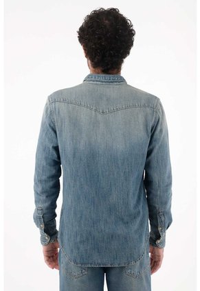 Tennis Camisa Para Hombre De Algodón índigo Fit Relajado Lavado Vintage