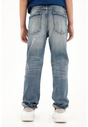 Jean Recto Tono Medio Con Realce En Las Costuras Para Niño