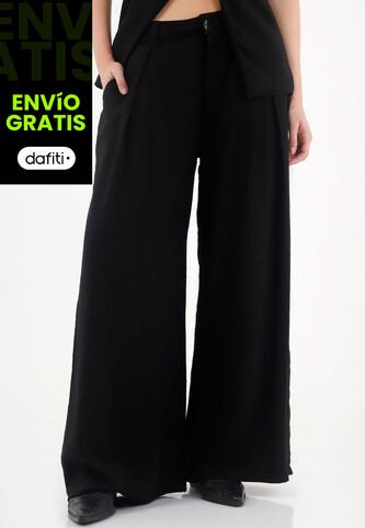 Tennis Pantalón Bota Recta Amplia Negro Para Mujer Tennis