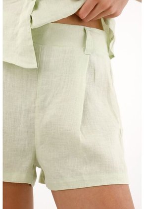 Tennis Short En 100% Lino Verde Para Mujer