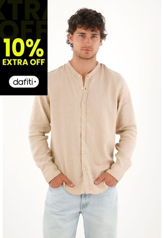Tennis Camisa En 100% Lino Café Con Diseño Limpio Para Hombre Con Acabado único Tennis