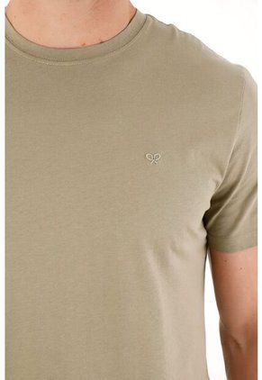 Tennis Camiseta Manga Corta Con Raqueta Bordada Verde Para Hombre