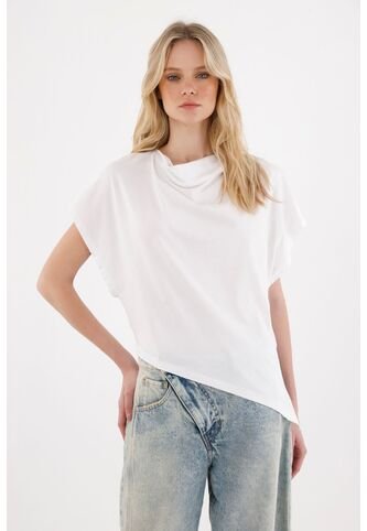 Tennis Camiseta Manga Sisa Con Ruedo Asimétrico Blanca Para Mujer Tennis