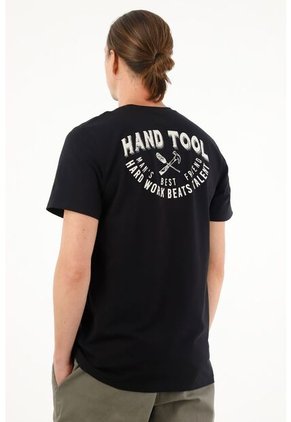 Tennis Camiseta Negra Estampada En Espalda Para Hombre