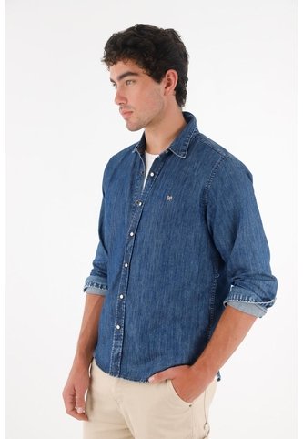 Tennis Camisa Manga Larga Azul Con Caída Fluida Para Hombre Tennis