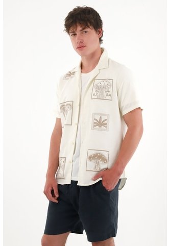 Tennis Camisa Tipo Bowling Crudo Para Hombre Tennis