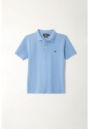 Polo Cuello Tejido Azul Para Niño