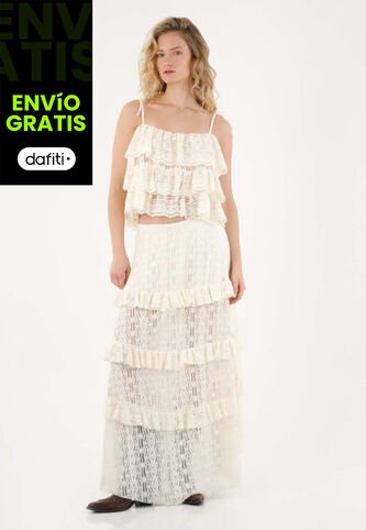 Tennis Falda Larga Con Transparencia Para Mujer Tennis